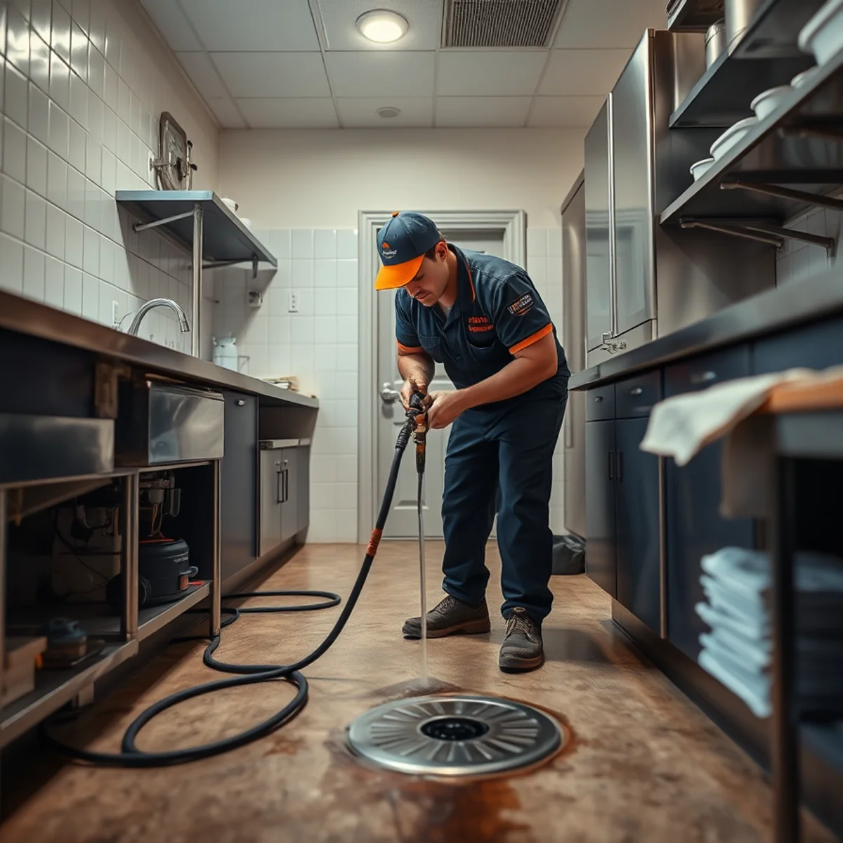 Hydro jetting a restaurant kitchen drain line in Catonsville, MD