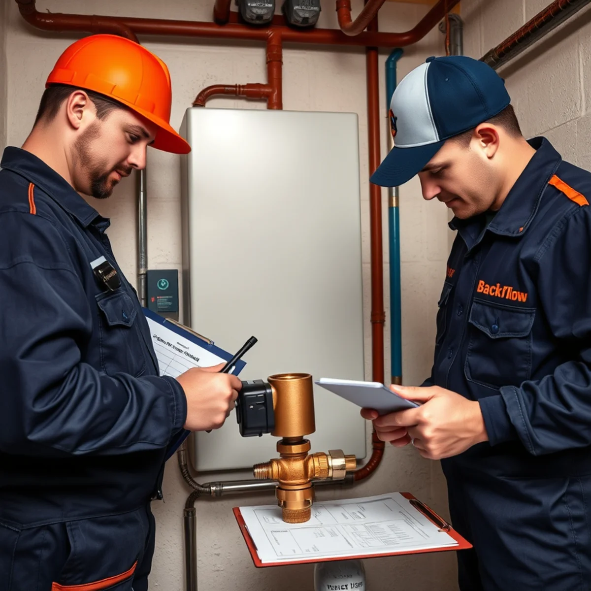 Backflow prevention assembly being tested at a Catonsville, MD business