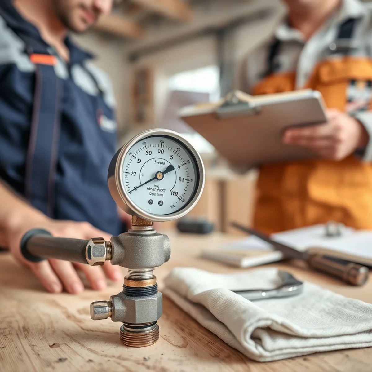 Manometer pressure test on a new gas line in a Catonsville, MD basement