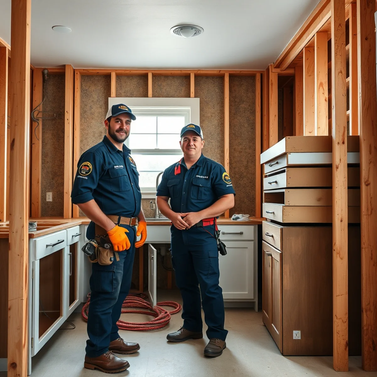 Kitchen plumbing rough-in during a remodel in a Catonsville, MD home