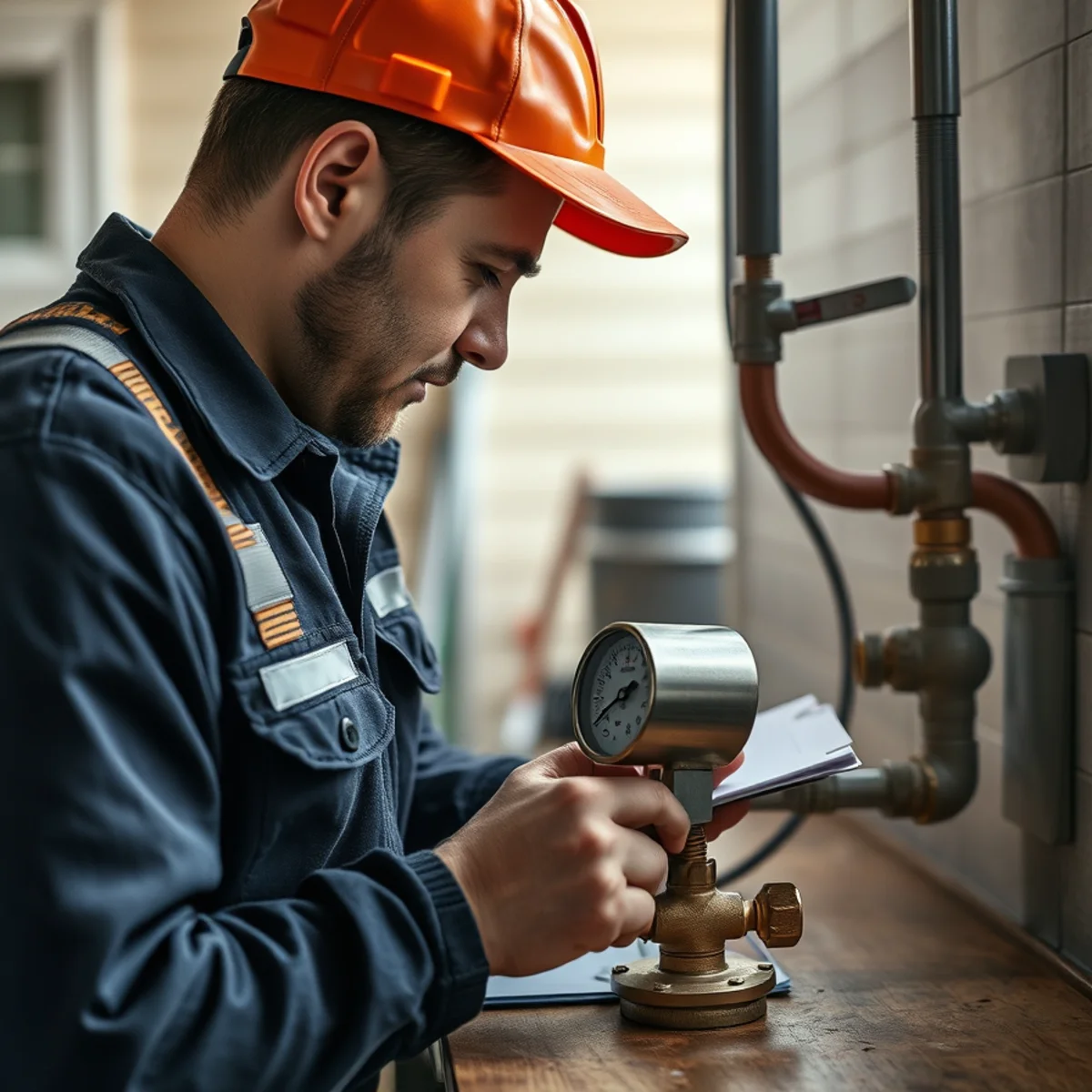 Pressure testing a repaired supply line in a Catonsville, MD home