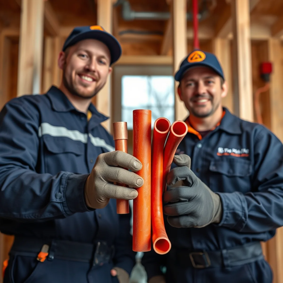 New PEX and copper supply lines side by side during a repipe in a Maryland basement