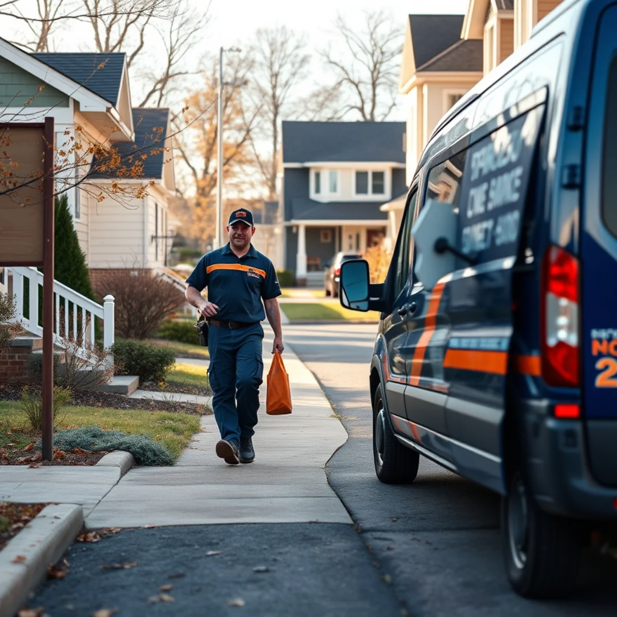 Plumber working at a home in the Adil Meadows area of Catonsville, MD