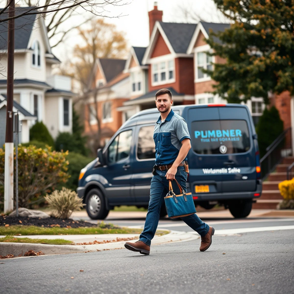 Plumber working on a drain line at a Lanham, MD home
