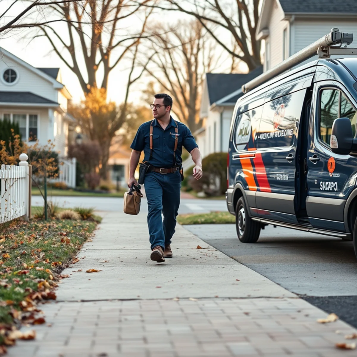 Plumber servicing plumbing at a waterfront home in Pasadena, MD