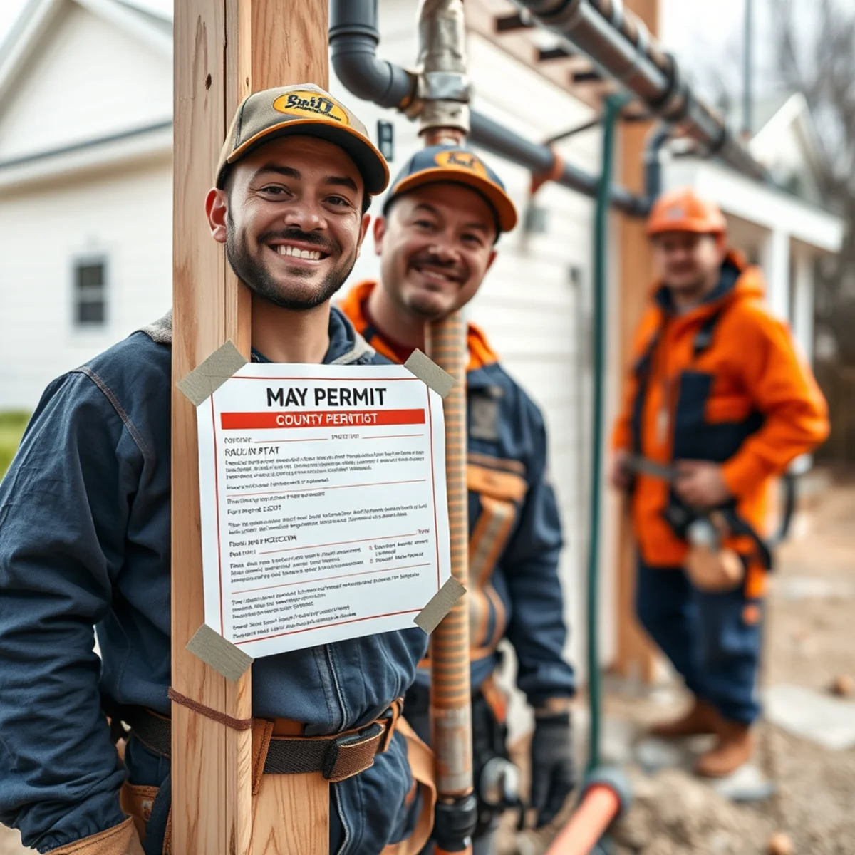 Plumbing permit paperwork and rough-in inspection at a Baltimore County, MD home