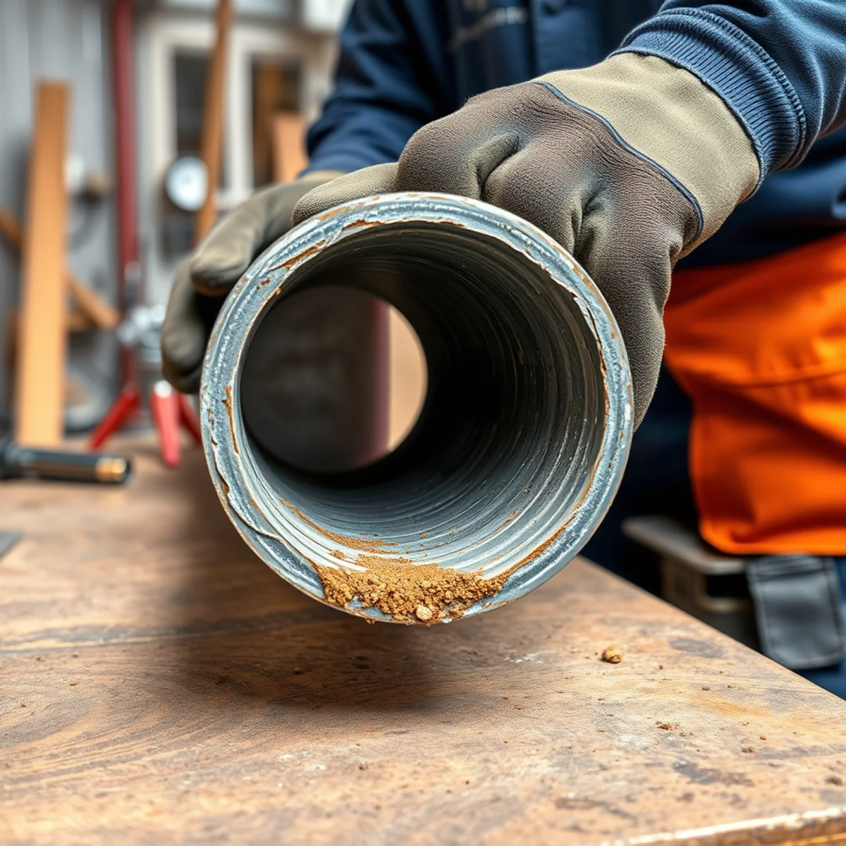 Cut section of corroded galvanized pipe removed during a Catonsville, MD repipe