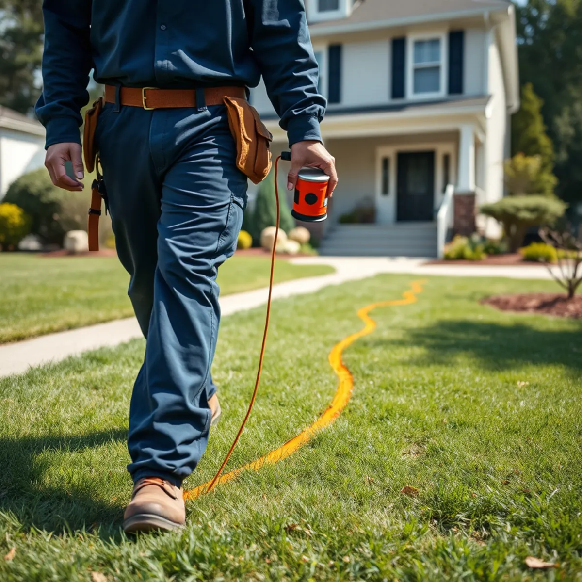 Plumber locating a sewer defect with a sonde receiver in Catonsville, MD