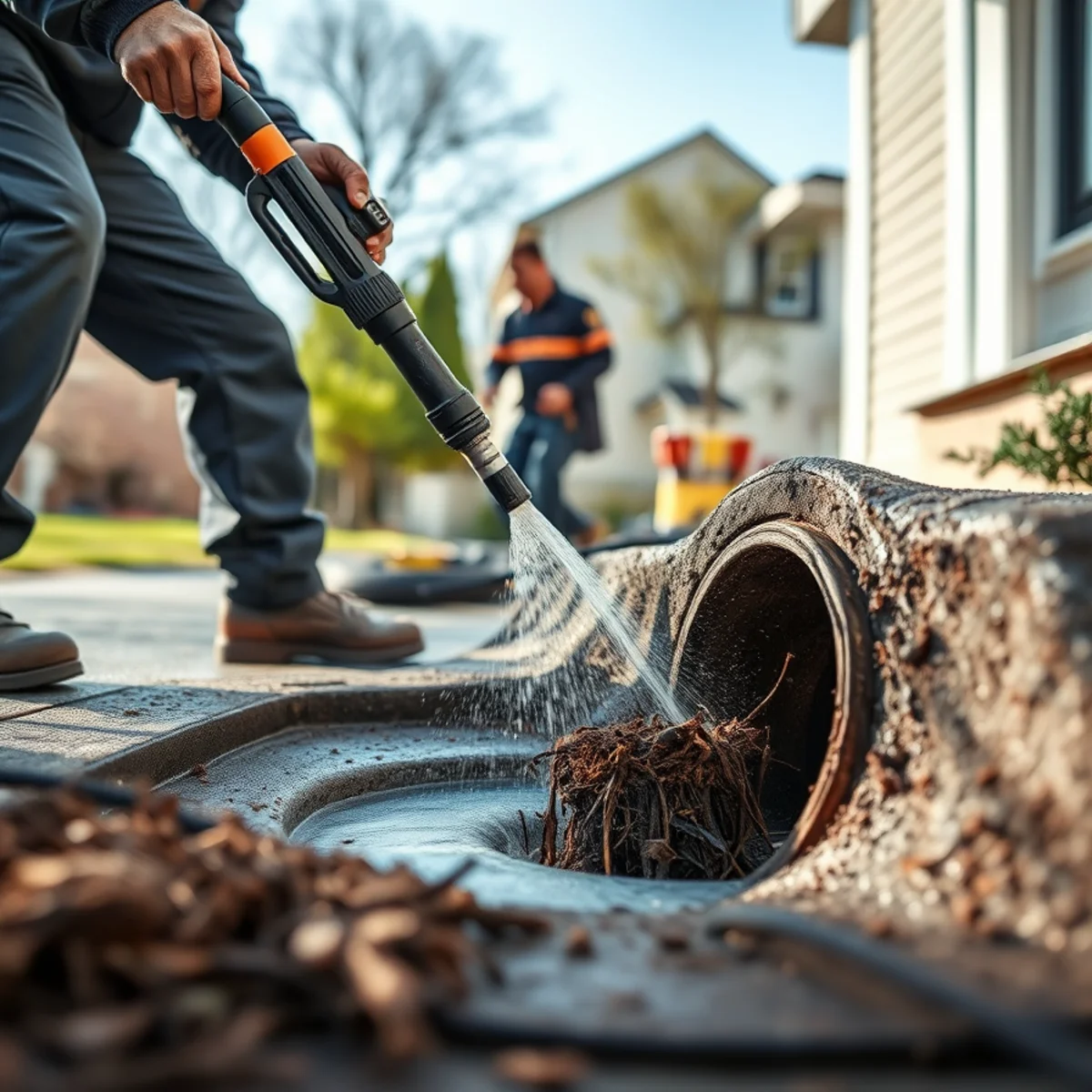 Cutting plus hydro jetting — Tree Roots in Your Sewer Line: What Catonsville Homeowners Should Know