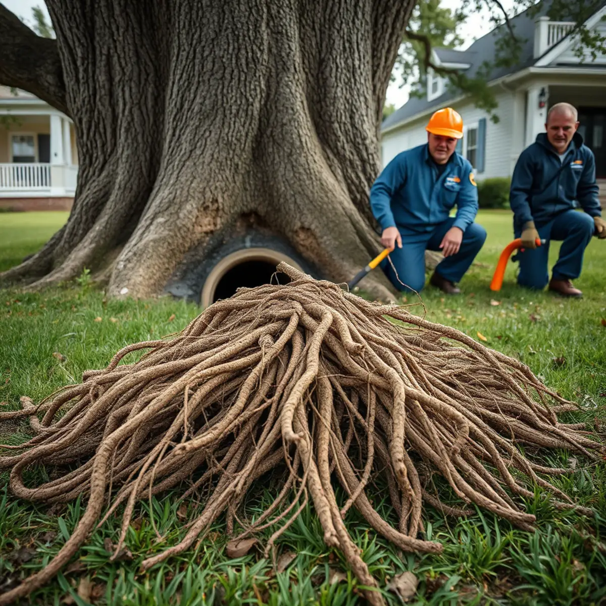 Root mass removed from a clay sewer lateral at a Catonsville, MD property