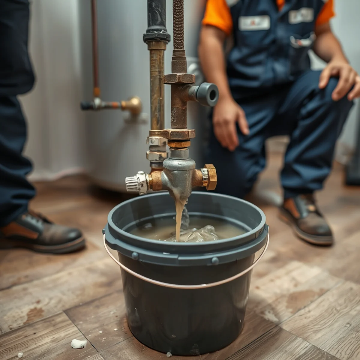Sediment drained from a residential water heater tank in Catonsville, MD