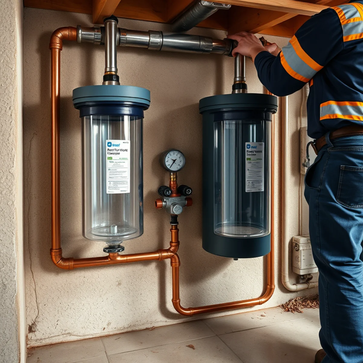Whole-house sediment and carbon filtration plumbed in ahead of a softener in Catonsville, MD